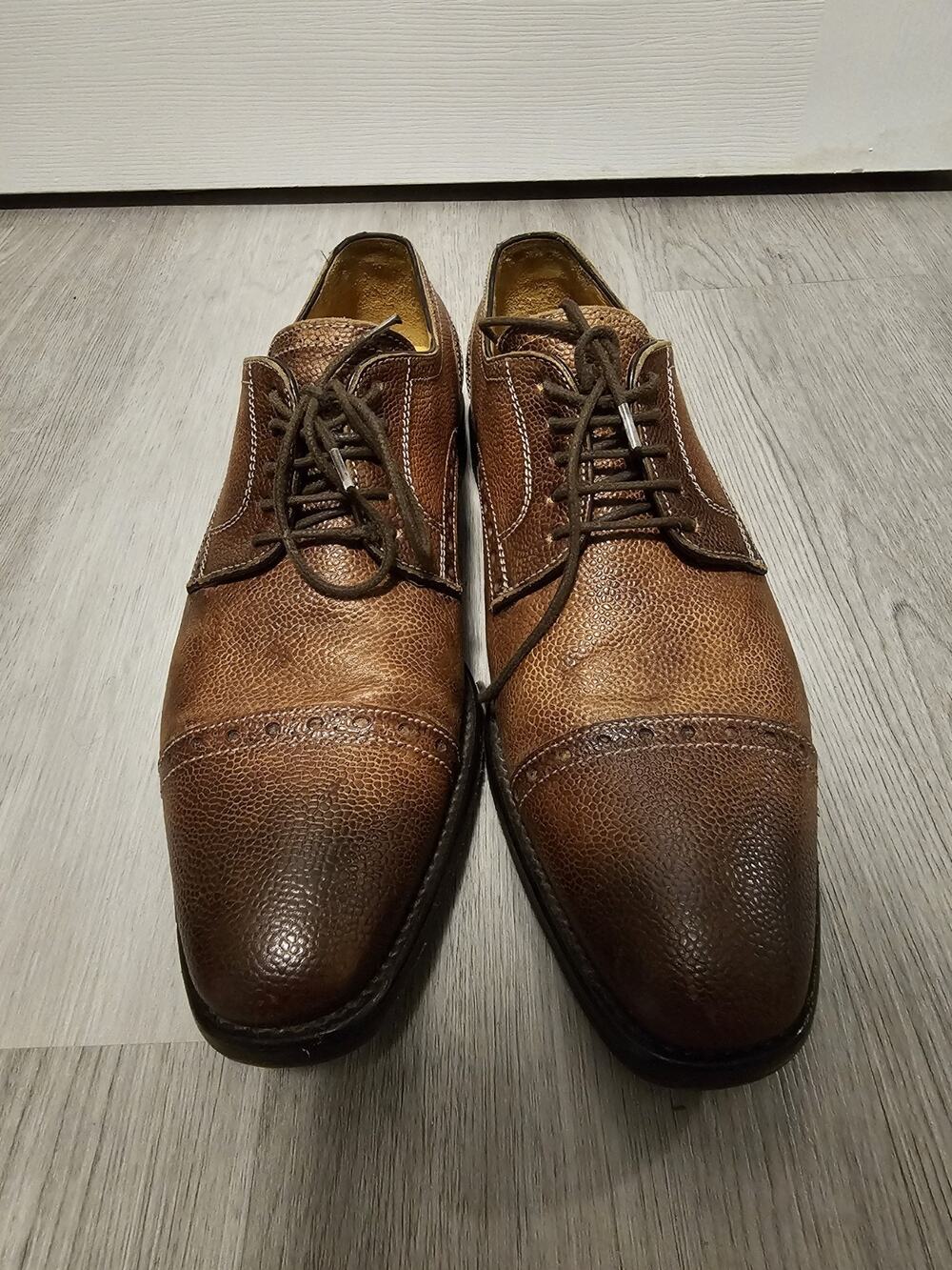 VERO CUOIO Men’s Brown Leather Oxfords Dress Lace Up Shoes Mens 40 ITALY